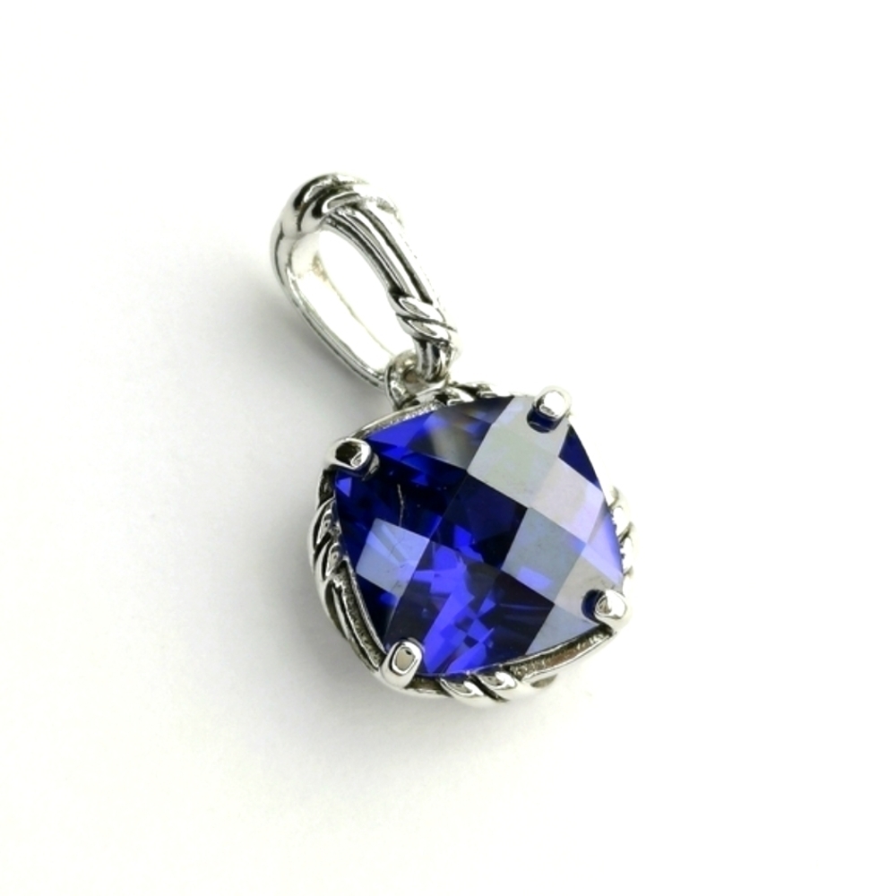 New sterling silver cable design Sapphire cz pendant for necklace
